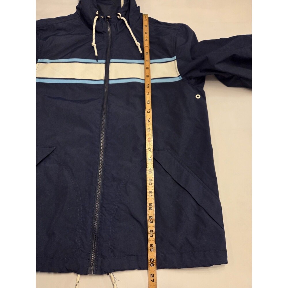 Faherty Surf Stripe Packable Jacket Mens Small Navy Hooded Full Zip Boat Yacht - Picture 9 of 9
